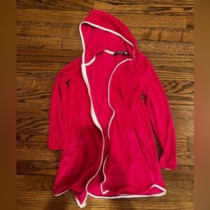 Lands End Long Sleeve Hooded Front Pocket Terry Cloth Cover-Up hot pink size 7-8